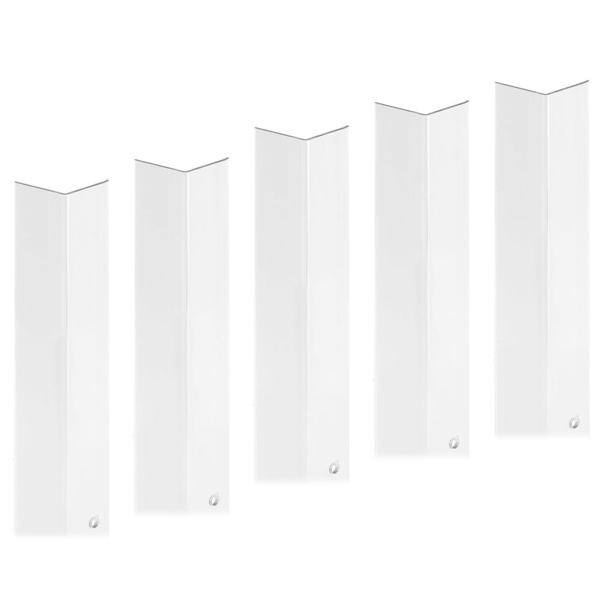 Prime-Line MP9130 - Protector de esquina perforado, 1-1/8 x 48 pulgadas, construcción de vinilo, transparente, cierres incluidos, paquete de 5
