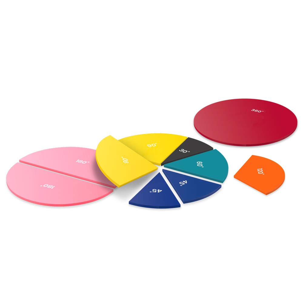 Hand2mind - Círculos de ángulo arcoíris para aprender sobre ángulos y grados con manipuladores de ángulo, Arcoiris (Rainbow), 1
