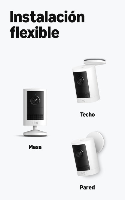 Cámara para exteriores con enchufe Ring (última generación), seguridad para hogar o negocio, video Retinal 2K gran angular, zoom mejorado 6x, visión nocturna de colores realistas con poca luz, negro