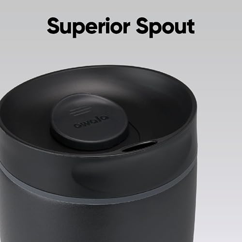 Owala SmoothSip Slider - Acero inoxidable de cerámica, 12 onzas, negro (muy, muy oscuro)