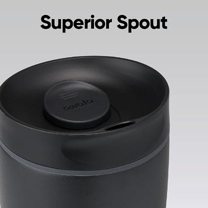 Owala SmoothSip Slider - Acero inoxidable de cerámica, 12 onzas, negro (muy, muy oscuro)