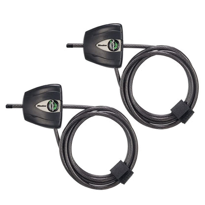 Master Lock 8417T - Candado de cable de acero Python negro con llaves, cámara de rastro antirrobo y cable de bloqueo de kayak, paquete de 2 unidades