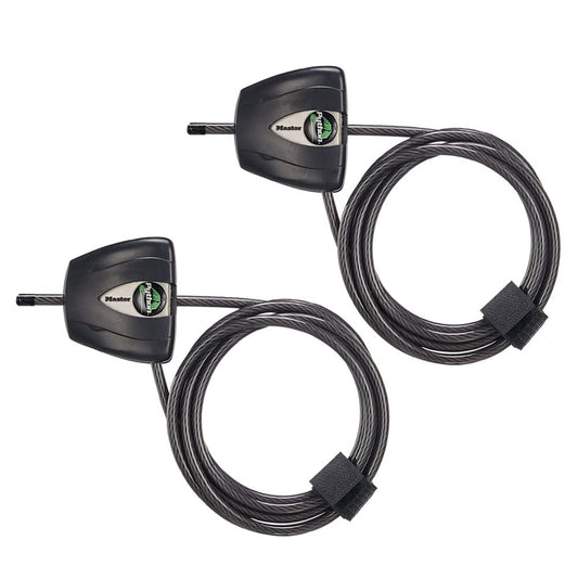Master Lock 8417T - Candado de cable de acero Python negro con llaves, cámara de rastro antirrobo y cable de bloqueo de kayak, paquete de 2 unidades