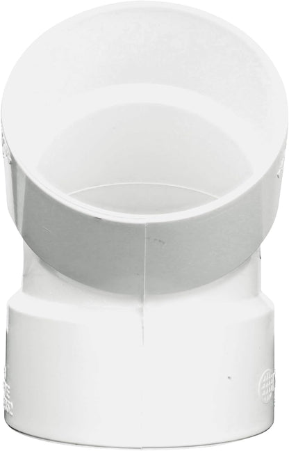 NDS 3P03 - Codo de PVC de 45 Grados, 3 Pulgadas, para Conexiones de Soldadura con solvente Hub X, para Uso con alcantarillado y Tubo de Drenaje de 3 Pulgadas, Color Blanco