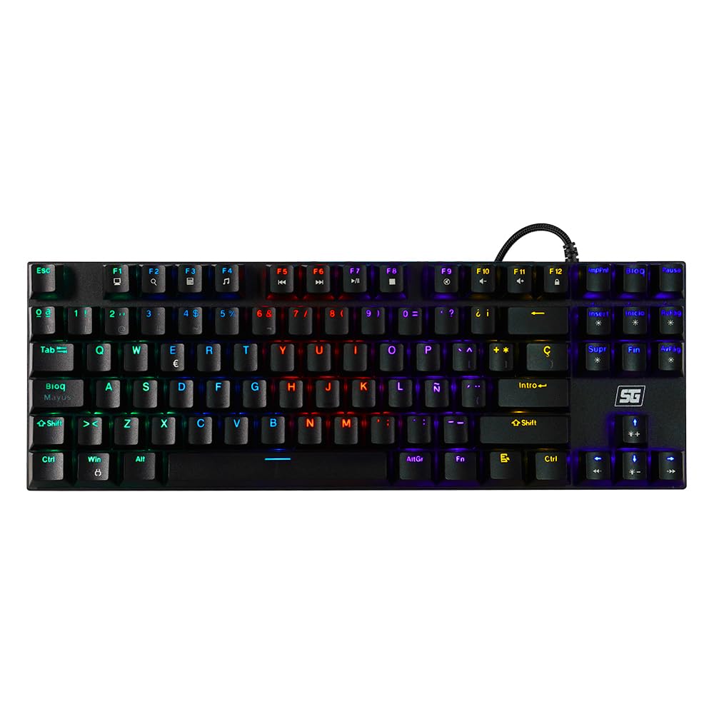 Vorago Start The Game KB-600 Teclado Mecánico Gamer, Compacto 80%, Switches Blue, Iluminación RGB, Base Metálica Resistente, 12 Teclas Multimedia, Ideal para Gaming y Oficina
