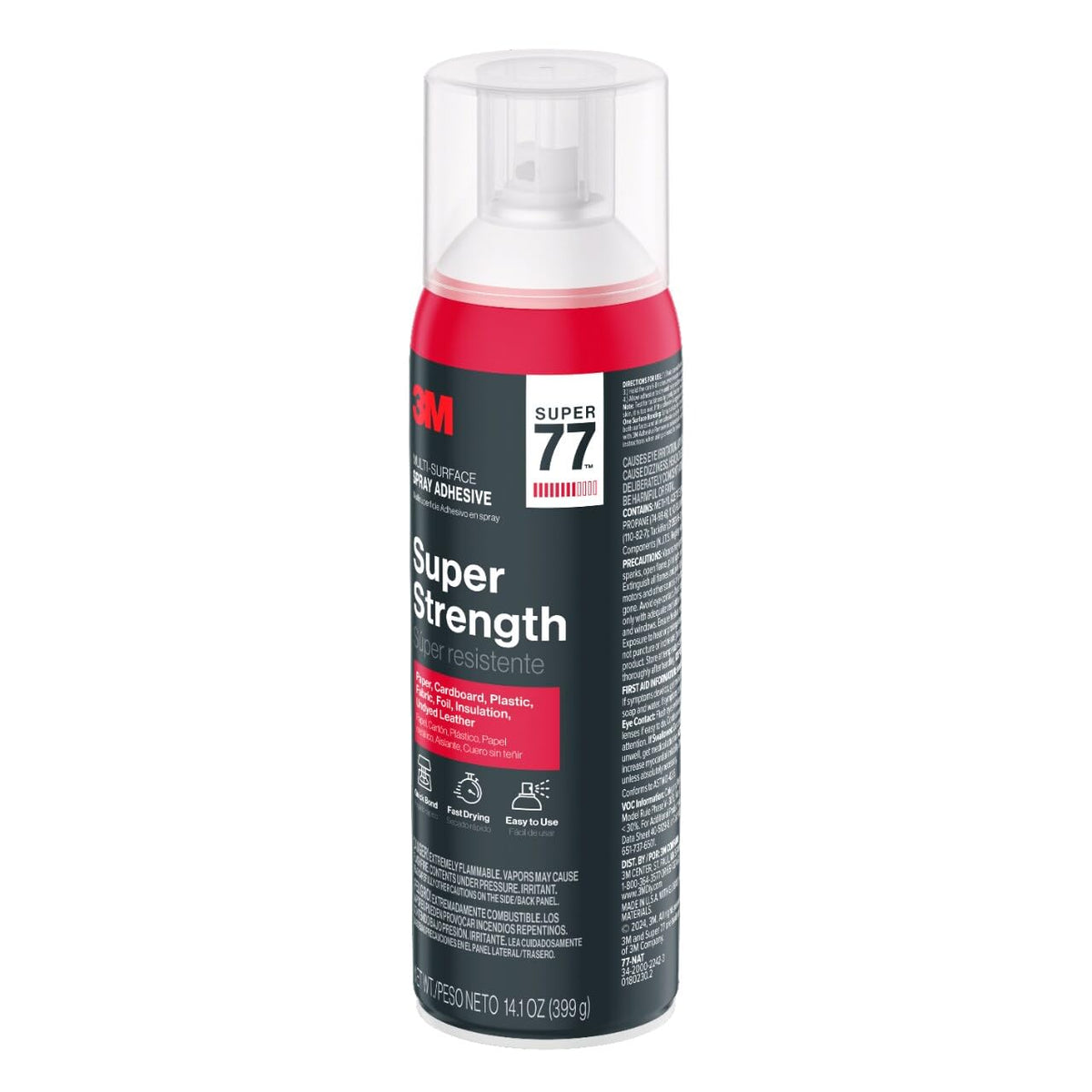 3M Super 77 Adhesivo en Aerosol Multipropósito Súper Resistente 1 pieza | Ideal para reparaciones industriales, Adhesivo fuerte, Secado rápido, Fácil de usar, Multisuperficie, Resistencia profesional