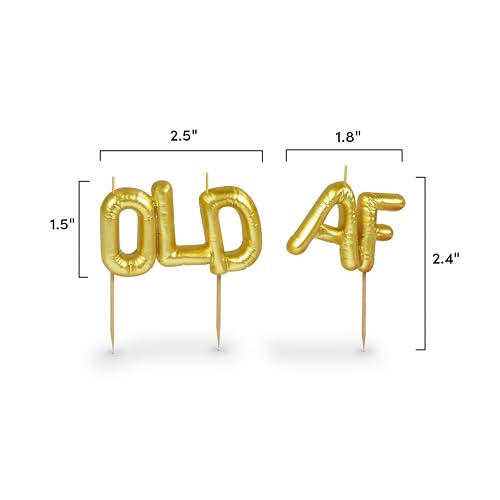 Fred Lighten UP - Velas de fiesta auténticas, AF antiguo, estilo globo dorado metálico, velas divertidas para celebraciones de jubilación y cumpleaños de hitos