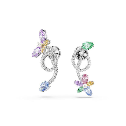 Swarovski x Ariana Grande Jewelry Collection: pulsera, gargantilla, arete, piedras multicolores de corte mixto, acabado rodio