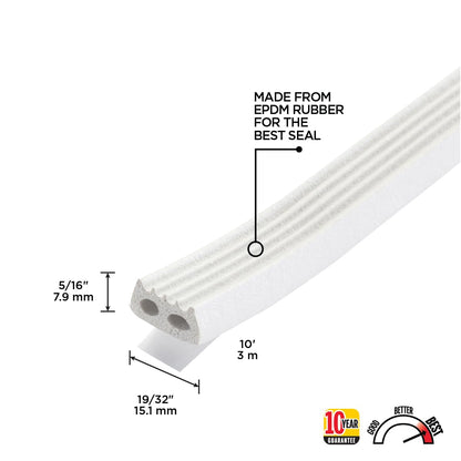 M-D Building Products 63669 Burlete de Hule para Todo Clima EPDM (Caucho de Monómero de Etileno Propileno Dieno), Cinta, 3 metros, Color Blanco