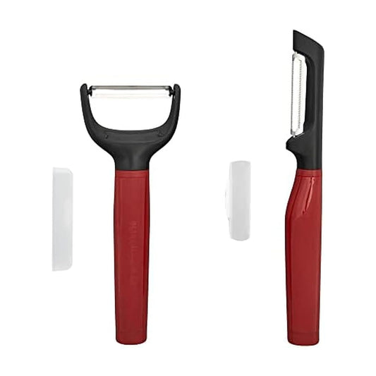 KitchenAid - Juego de peladores universales en Y y Euro, 2 piezas, rojo imperio