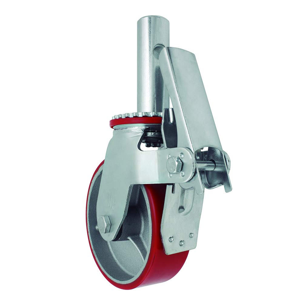 Dogotuls ZF5154 Rodaja para Andamio de Fierro con Poliuretano PU Giratoria con Freno, 6"