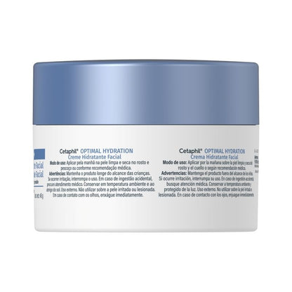 Cetaphil Optimal Hydration Crema de Día Facial Piel Sensible y Seca 48 g | Con HydroSensitiv Complex, ácido hialurónico y margarita azul, hidrata durante 48 horas, mejora la suavidad en 1 semana.
