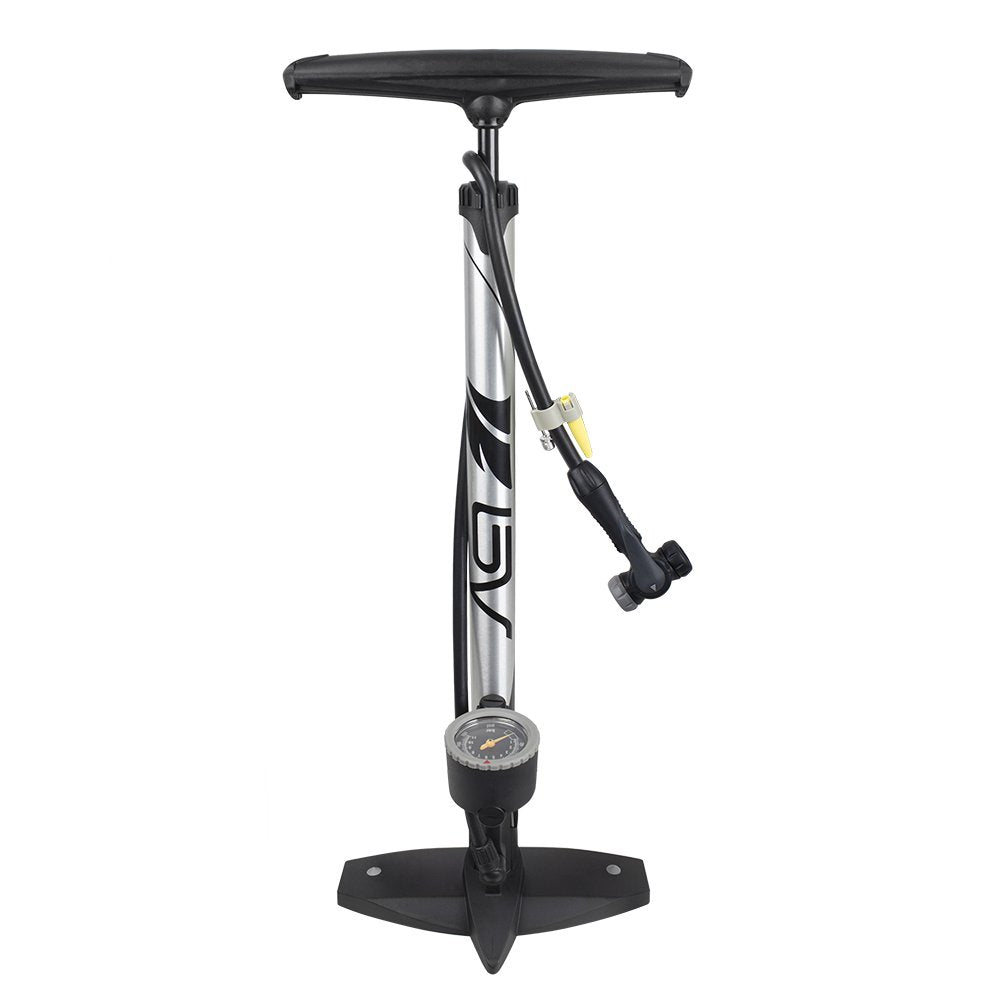 BV - Bomba de Acero Duradera para Bicicleta, Cabeza de válvula Inteligente de 17/24 Pulgadas, 160 PSI, Reversible automáticamente Presta y Schrader