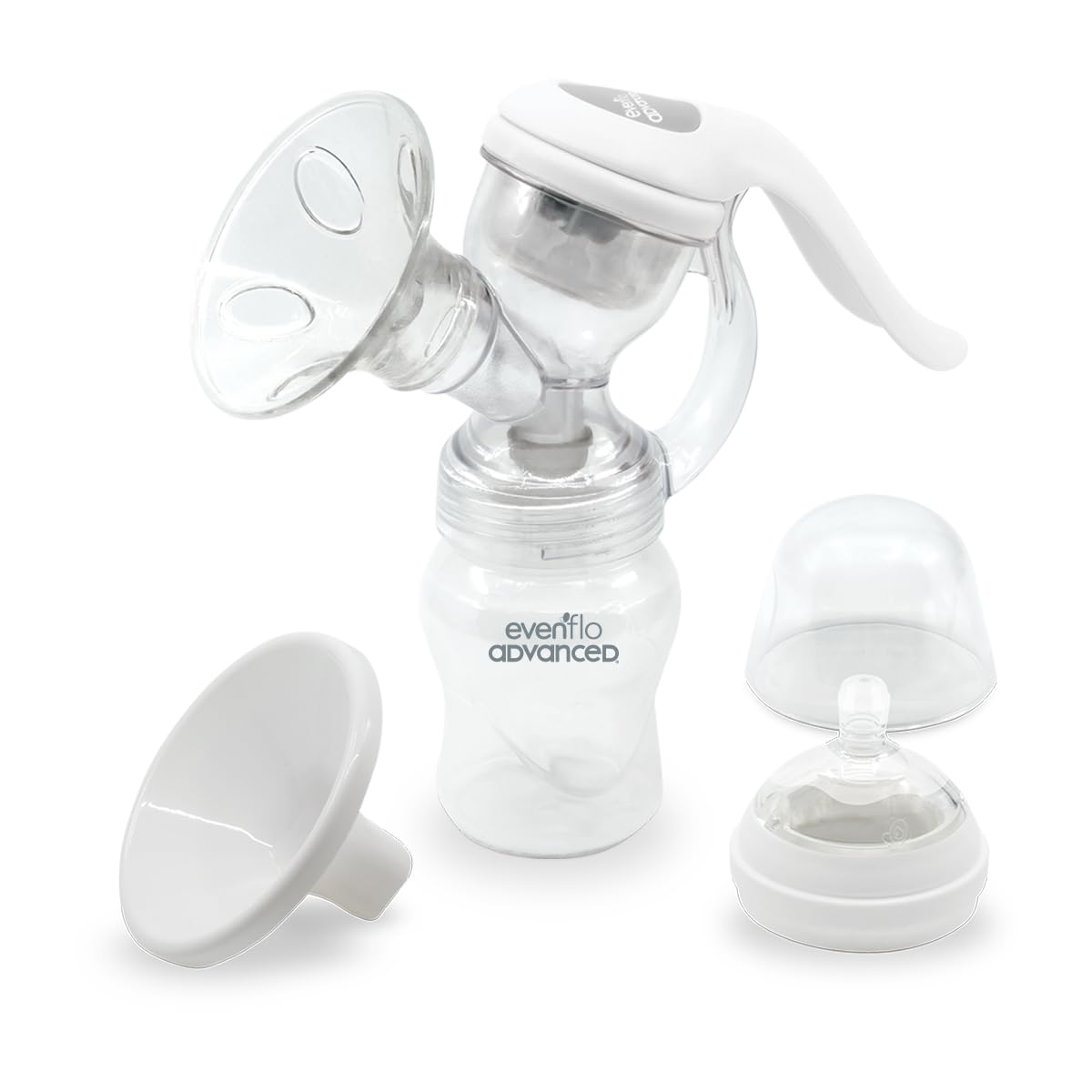 Evenflo Advanced Extractor de Leche Manual, Diseño Ergonómico con Almohadillas de Masaje, Compatible con Biberones Evenflo, Libre de BPA, 1 Pieza