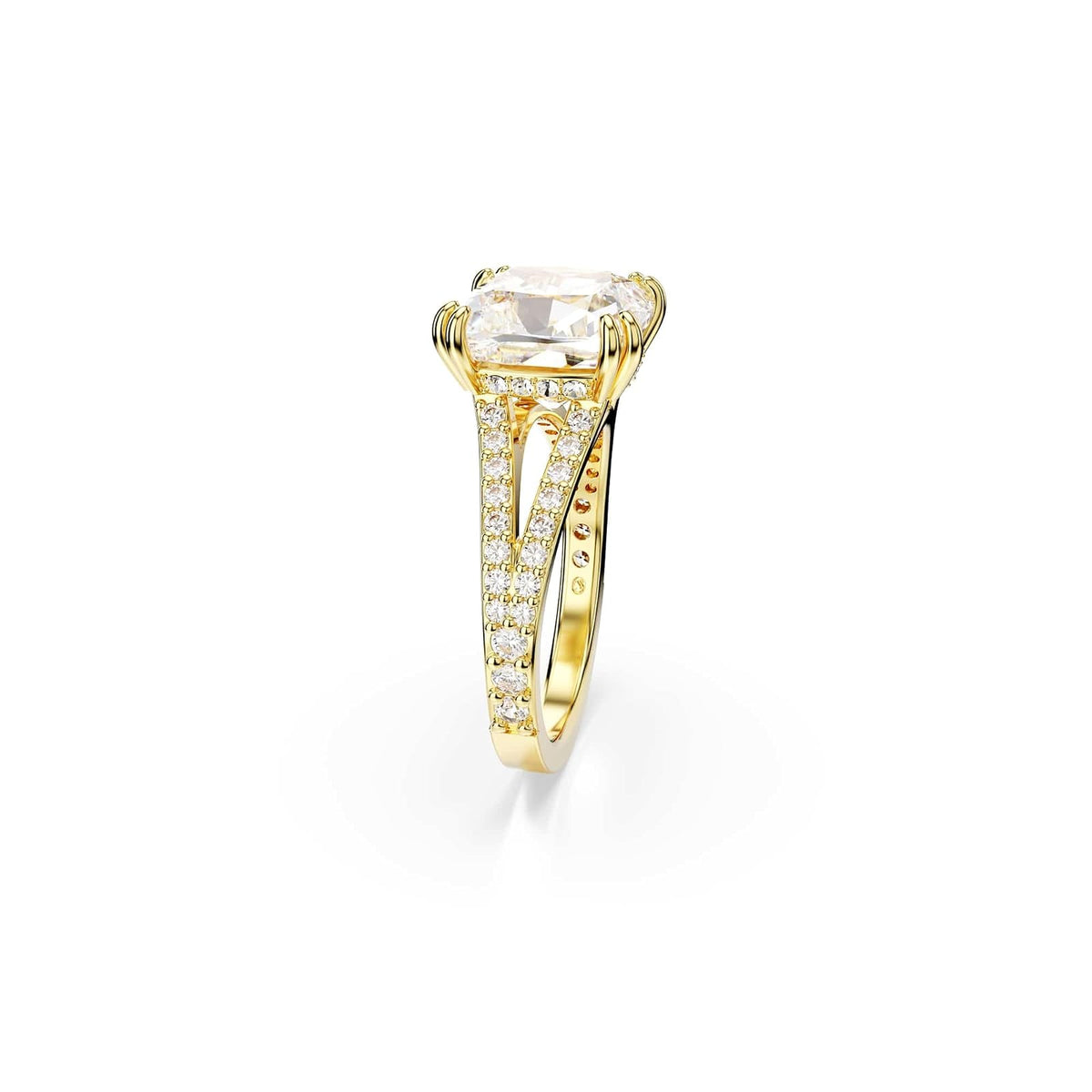 Swarovski Anillo de cóctel Stilla, Talla cuadrada, Blanco, Baño tono oro