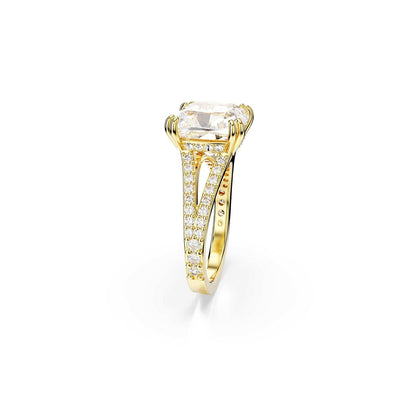 Swarovski Anillo de cóctel Stilla, Talla cuadrada, Blanco, Baño tono oro