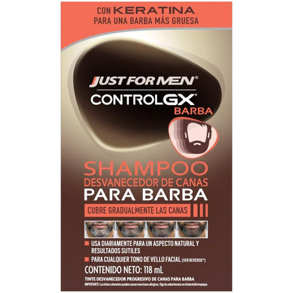 Just For Men Control GX Shampoo Desvanecedor Canas, Barba y Bigote, 118ml