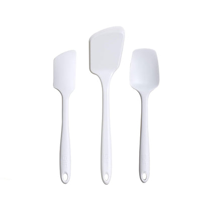 GIR: Get It Right - Juego de utensilios de silicona de 3 piezas, espátula, volteo y cuchara, antiadherente, resistente al calor, apto para lavaplatos, utensilios de cocina, suministros para hornear, última intervensión de BPA y BPS, blanco de estudio