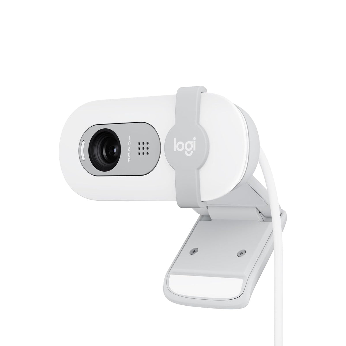 Logitech Brio 100, Webcam 1080p FullHD para Reuniones, Webcam para Streaming, Equilibrio de Iluminación Automático, Micrófono Integrado, Tapa de Privacidad, USB-A, Color Blanco
