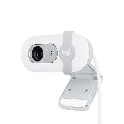 Logitech Brio 100, Webcam 1080p FullHD para Reuniones, Webcam para Streaming, Equilibrio de Iluminación Automático, Micrófono Integrado, Tapa de Privacidad, USB-A, Color Blanco