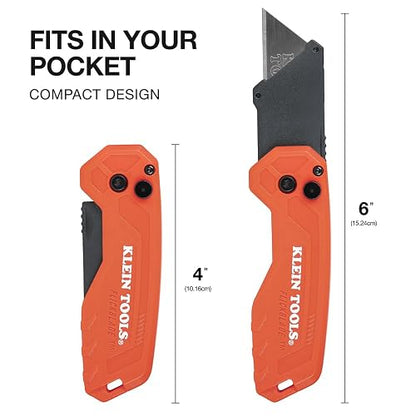 KLEIN TOOLS 44307 | Navaja Multiusos Plegable| FLICKBLADE| Formato Compacto | Ten a la mano una navaja plegable FLICKBLADE compacta y práctica para cortes rápidos durante el trabajo diario.