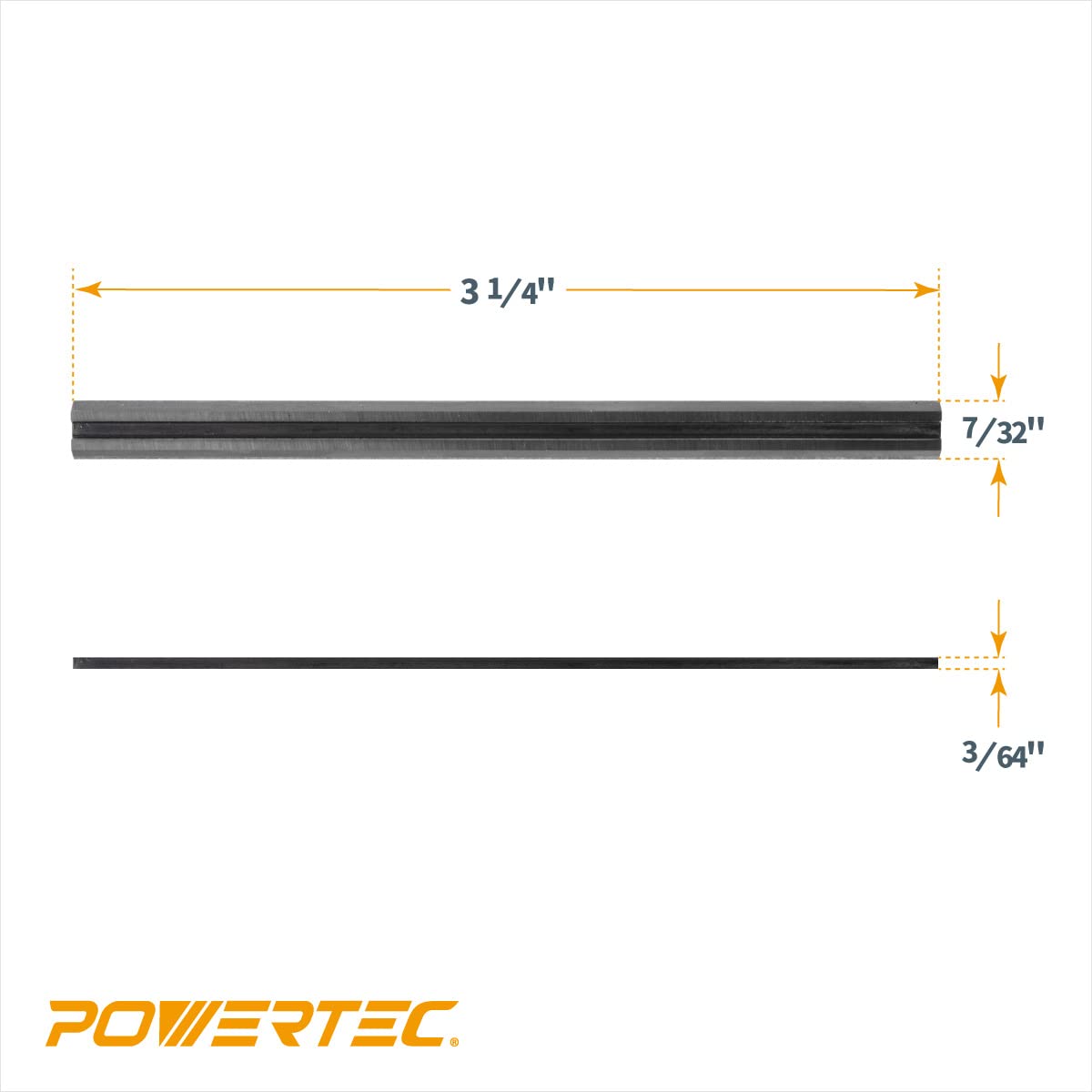 POWERTEC - Cuchillas cepilladoras HSS de 3-1/4 pulgadas, 2 unidades para WEN 6530, DeWalt DCP580B, PORTER-CABLE PC70THP, RYOBI P611, BOSCH PK2632K, Makita XPK01Z, Craftsman, Skil Hand Planer,