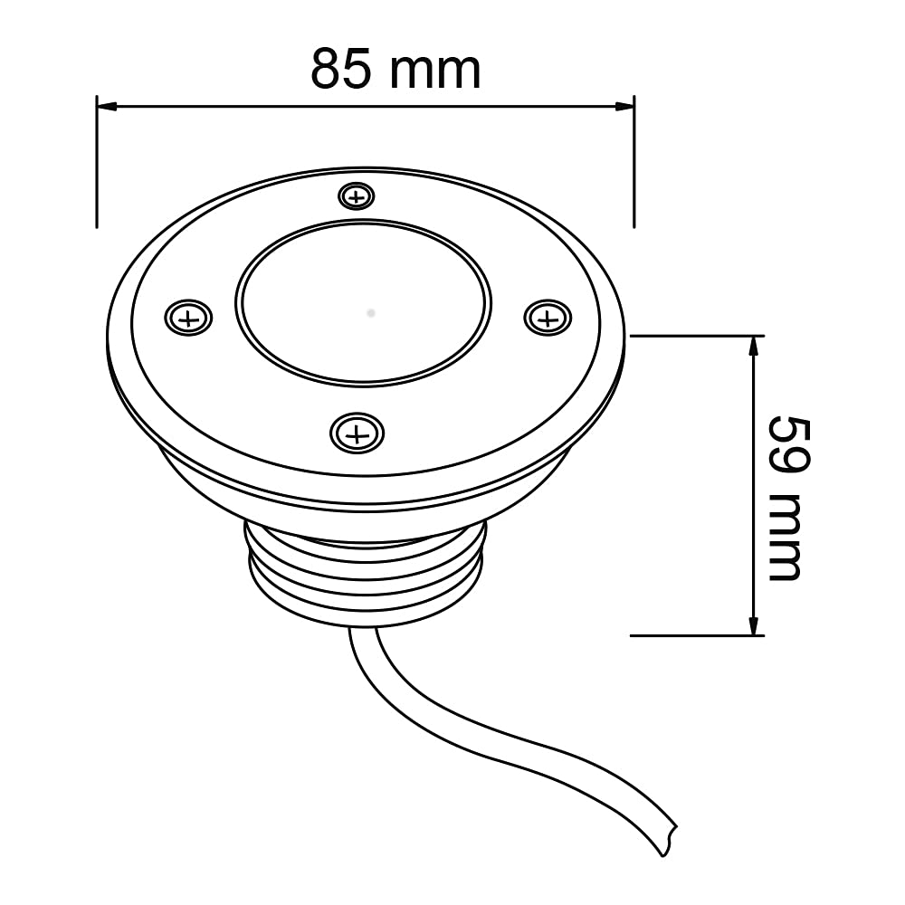 Tecnolite - Lámpara de Piso LED Empotrable Exterior 3 W, Luz Suave Cálida, IP65, LED Integrado