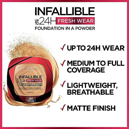 L'Oreal Paris, L´Oréal Paris, Base De Maquillaje En Polvo De Larga Duración, Infallible 24H Freshwear, Tono 190 Beige Sand, 9Gr