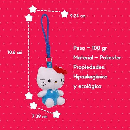 Ruz Llavero Peluche Hello Kitty 10 cm Suave con Aro Metálico | Accesorio para Mochila Bolsa o Llaves | Diseño Ligero y Resistente Ideal para Uso Diario o Regalo | Multicolor