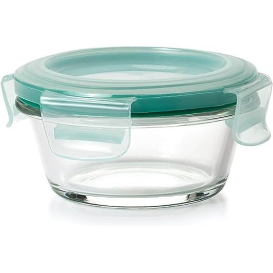 OXO Good Grips 1 cup SNAP Leakproof Glass Round Food Storage Container | Tapa a prueba de fugas, apta para congelador a horno, ideal para laterales, aperitivos, inmersiones, porciones