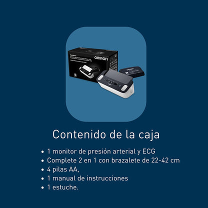 OMRON Complete – Baumanómetro de Presión Arterial y Electrocardiograma (ECG) 2 en 1 para Brazo, Validado Clínicamente, con Conectividad Bluetooth y App Gratuita – Ideal para Uso en Casa