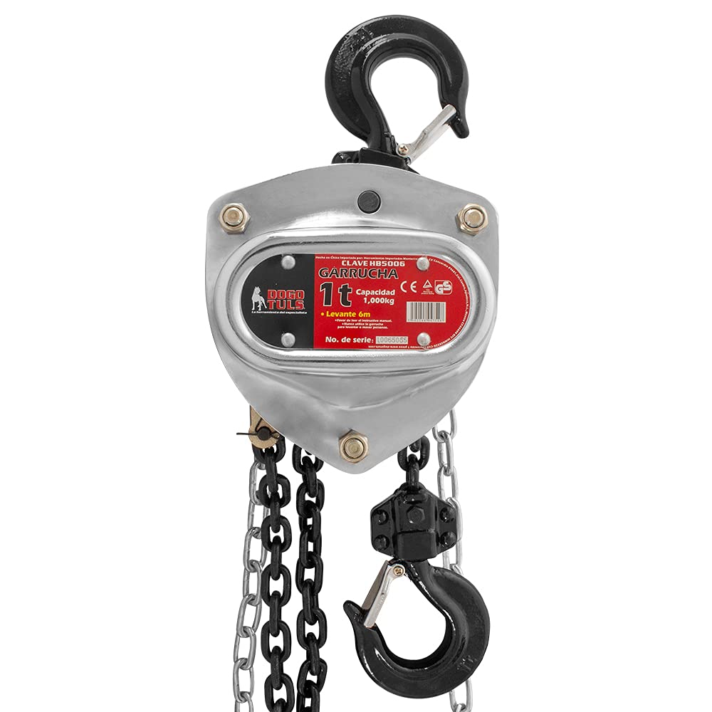 Dogotuls HB5006 Garrucha cromada 1Ton con cadena de 6m 4:1