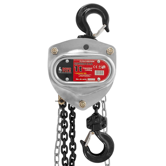 Dogotuls HB5006 Garrucha cromada 1Ton con cadena de 6m 4:1