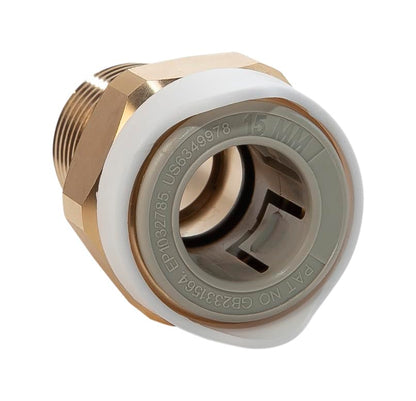 Whale WX1513 Adaptor, Connects 15mm Tubing to ½-in. NPT Male, Brass, Quick-Connect