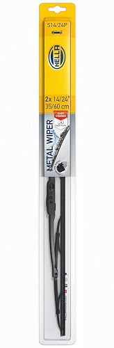 Hella Juego de 2 Plumas Limpiaparabrisas Metal Wiper 14" y 24" (35.5 y 60.9 cm), Nano-Grafito, Acero Inoxidable