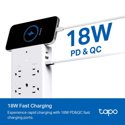 Tapo TP-Link P306, Multicontacto Inteligente, 6*outlets, 2*USB-A y 1* Puerto PD, Sensor de iluminación Ambiental Incorporado, Funciona con HomeKit, Alexa y Google.