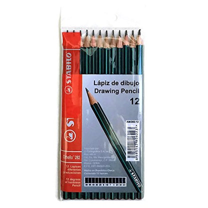 STABILO Paquete de 12 lápices de dibujo multicolor diferentes graduaciones