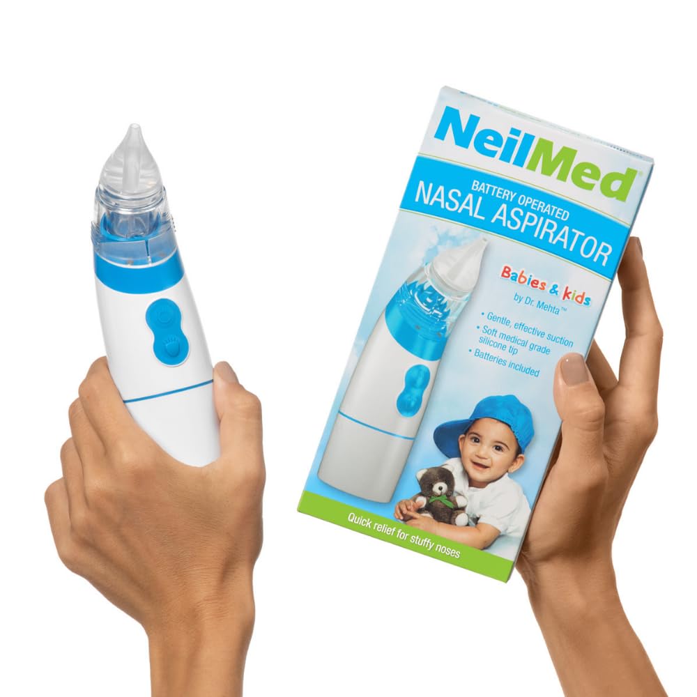 NeilMed Aspirador - Aspirador nasal funciona con pilas para bebés y niños