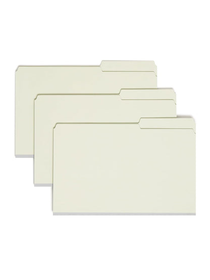 Smead Carpeta de archivos con cierres SafeSHIELD, 2 sujetadores, pestaña de corte 2/5, altura de guía, expansión de 2 pulgadas, tamaño legal, gris/verde, 25 por caja (19920)