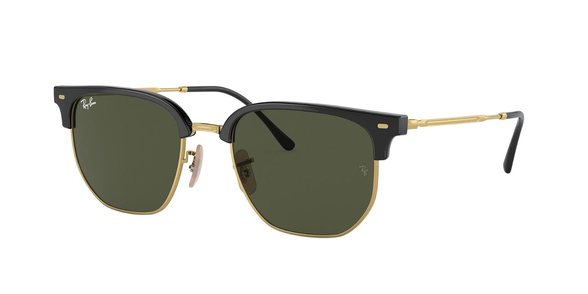 Ray-Ban RB4416 New Clubmaster - anteojos de sol cuadradas - Negro sobre Oro - Verde - 145 Milímetros