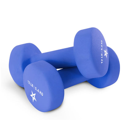Yes4All Mancuernas de Hierro Fundido Recubiertas de Neopreno Par - J. Vivid Dark Blue - 12lbs - Pair