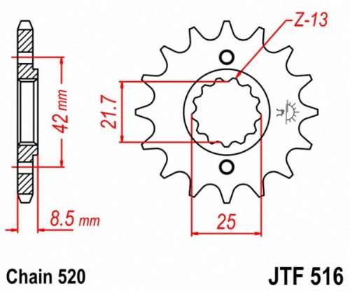 JT Sprockets JTF516.15 15T Piñón Delantero de Acero, Negro