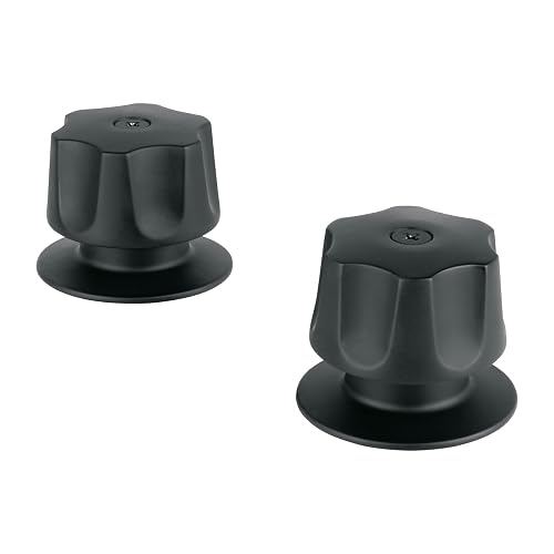Foset MR-100M, Juego de 2 manerales hexagonales metálicos para regadera color negro