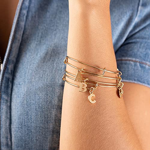 Alex and Ani - pulsera expandible para mujer, con letras de la A a la Z, acabado brillante, 2 a 3.5 pulgadas