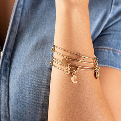 Alex and Ani - pulsera expandible para mujer, con letras de la A a la Z, acabado brillante, 2 a 3.5 pulgadas