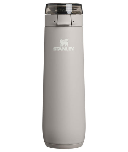 STANLEY Flowstate - Botella de resorte, 567 g, ceniza | Botella de agua a prueba de fugas con correa de transporte y tapa de bloqueo abatible | Acero inoxidable aislado | Se adapta