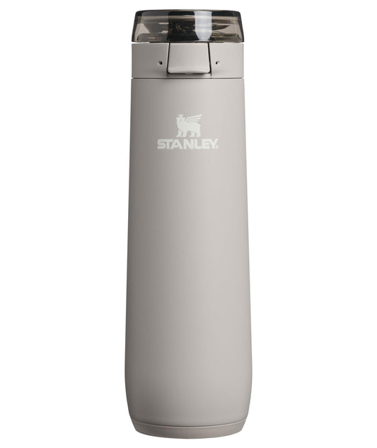 STANLEY Flowstate - Botella de resorte, 567 g, ceniza | Botella de agua a prueba de fugas con correa de transporte y tapa de bloqueo abatible | Acero inoxidable aislado | Se adapta