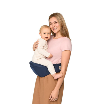Ergobaby Lift - Portabebés ergonómico para asiento de cadera con almacenamiento, cómodo cinturón ancho y soporte lumbar (16 libras - 45 libras) - Portabebés antideslizante para niños pequeños - Azul