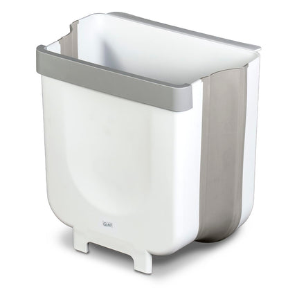 Glad Roomate - cubeta de basura plegable | cubeta de basura de viaje compacto con diseño expandible que ahorra espacio | Cesta de eliminación para interiores y exteriores, 2 galones, color blanco