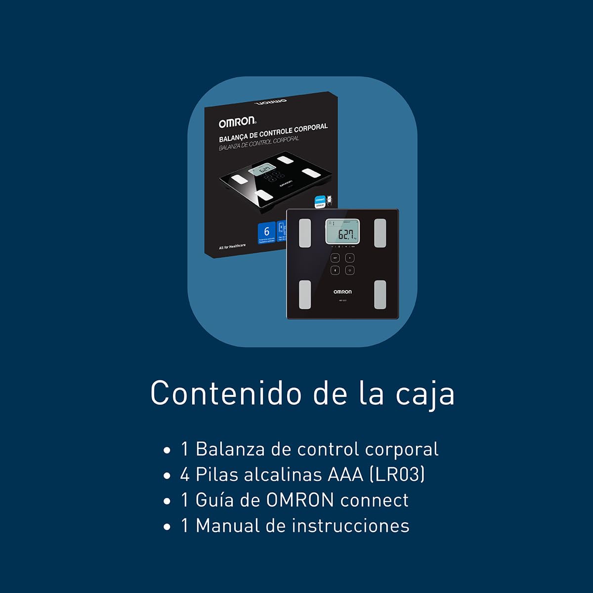 OMRON Báscula digital Corporal HBF-222T con 6 indicadores y Bluetooth, para 4 perfiles de usuario y memoria ilimitada. Compatible con OMRON Connect